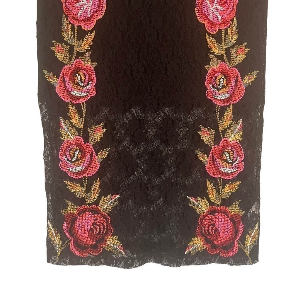 TopShop rose skirt lace sheer black embroidered whimsigoth Romantic chic goth - Picture 2 of 10